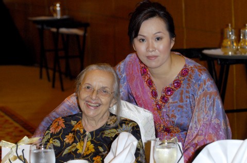 Emilia with Y.Bhg. Tan Sri Zeti Akhtar Aziz ( Governor of Bank Negara Malaysia)'s mother