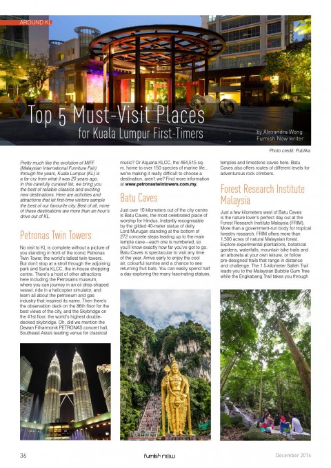 Top 5 must visit places for Kuala Lumpur first timers.